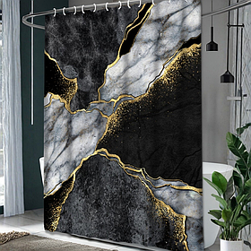 Шторка для душу та ванної кімнати з водовідштовхувальним покриттям, колір сірий 3D-принт