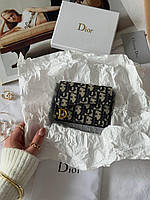 Dior Saddle Jasmine Gusset Card Holder Blue Dior Oblique Jacquard 11x9x3