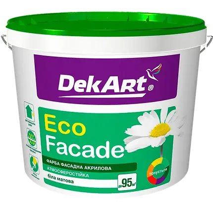 Фарба фасадна "Facade Paint" DekArt білий (база А) 12.6 кг, фото 1