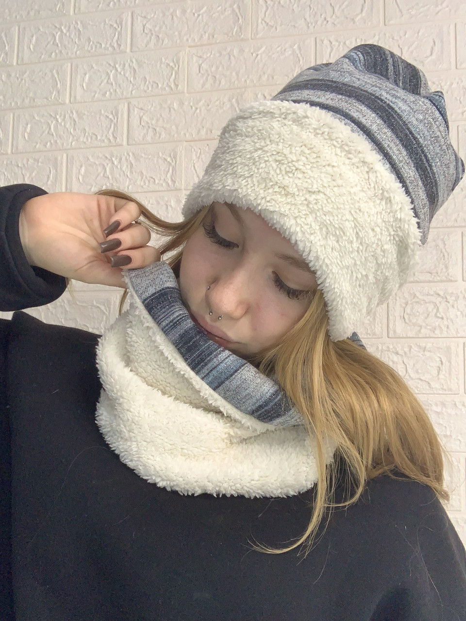 Теплий набір,шапка та хомут, фото 1