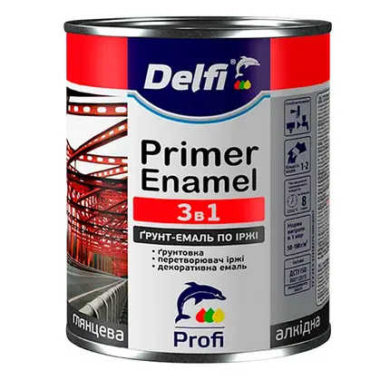 Ґрунт-емаль по іржі 3 в 1 Delfi чорний матовий 0.9 кг, фото 1