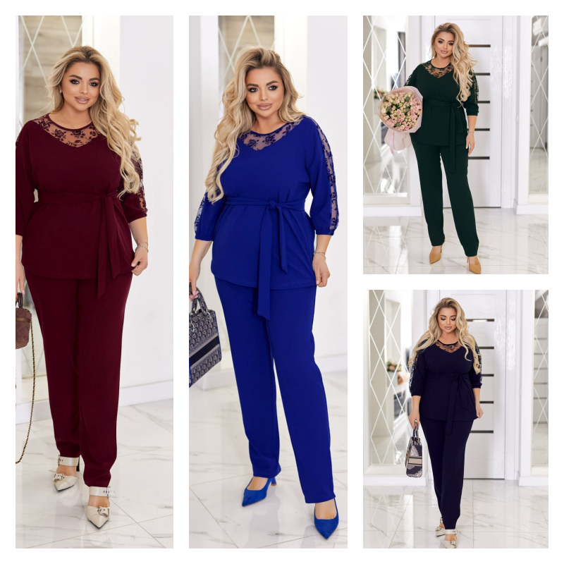 Елегантний комплект із трикотажного дайвінгу батал, фото 1