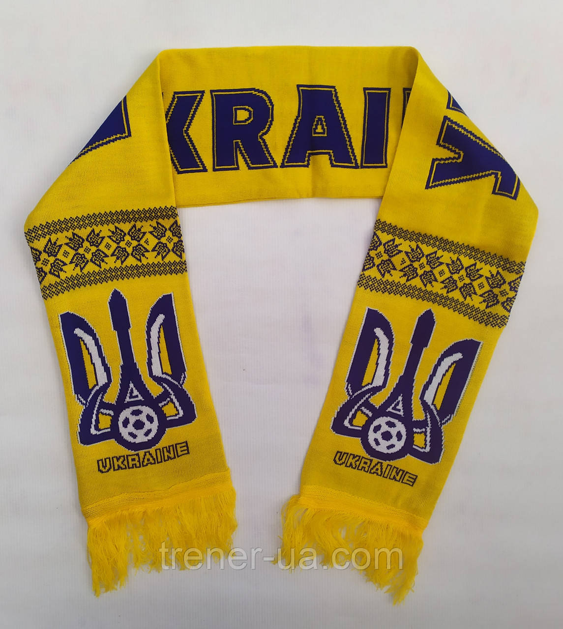 Шарф футбольний збірна України/в'язаний шарф Україна жовтий/подарок любителю збірної/фанати соборної України, фото 1