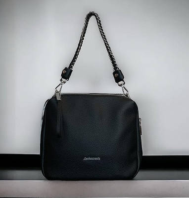 Сумка жіноча чорна шкіряна 22x21x8 (866771)