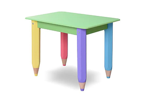 Столик для дітей Олівчики 60*40 з пеналом, колір стільниці - салатовий