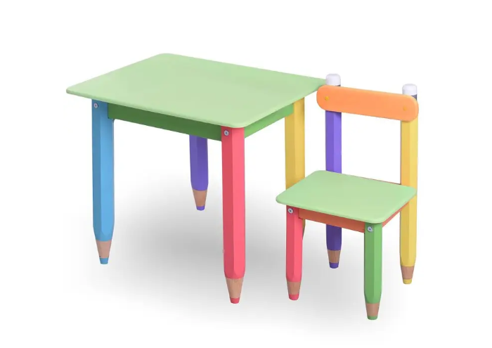 Cтол и стул детские комплект | стол с пеналом и стульчиками 2шт (цвет столешницы   салатовий)