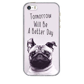 Чохол силіконовий бампер для Iphone SE з малюнком мопс