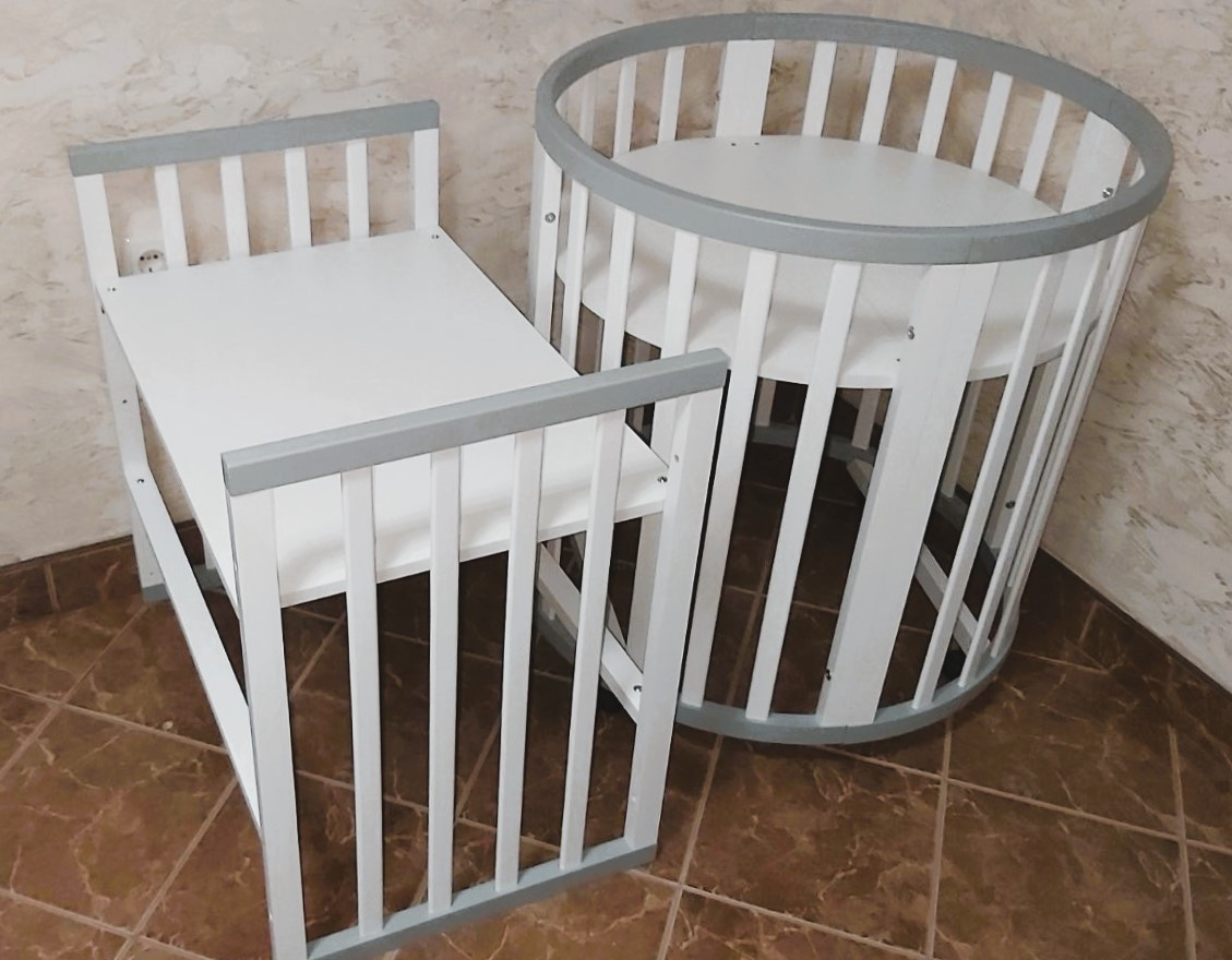 Овальне дитяче ліжко | Дитячі ліжечка трансформери | Круглі ліжечка-трансформери | Манеж трансформер 8 в 1