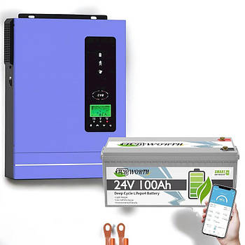 Комплект 3.2 кВт Гібридний інвертор Anern  + 2,5 кВт, Акумулятор TCBWorth LiFePO4 24V/100Ah, джерело безперебійного живлення
