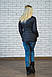 Жіноча коротка куртка демисезон темно-синя, фото 2