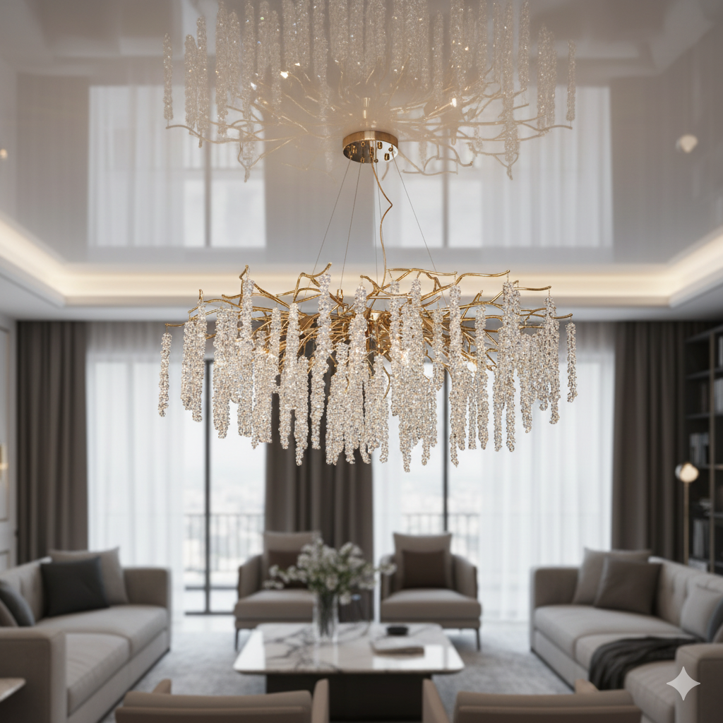 Люстра Гліцинія в зал Diasha цоколь E14 ламп 14 шт колір Золотистий 605-1000GD, фото 1