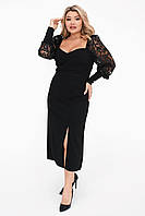 Женское платье креп-дайвинг с сеткой вышивка