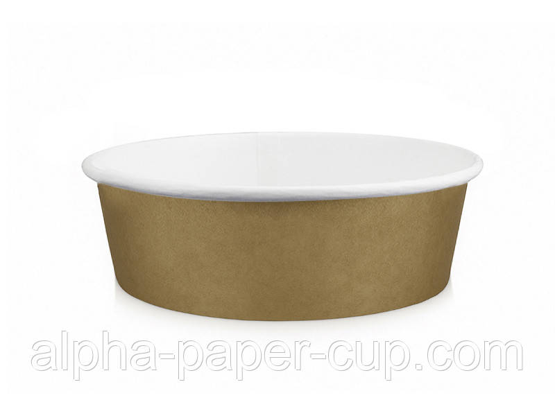 Салатник 500 мл паперовий крафт-білий d150, 50 шт/уп, 500 шт/ящ., фото 1