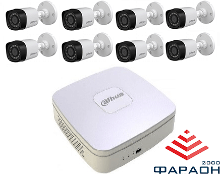 1Мп Комплект відеоспостереження HDCVI Dahua 8 зовнішніх камер