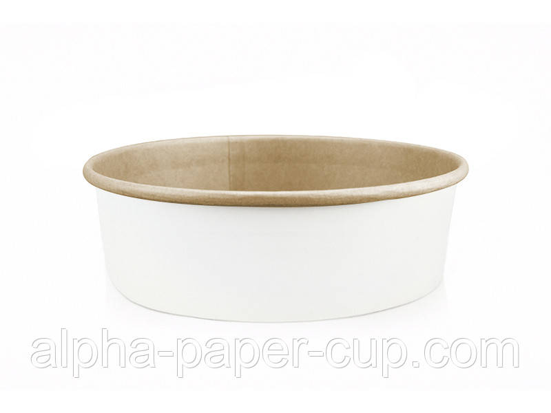 Салатник 500 мл паперовий білий-крафт d150, 50 шт/уп, 500 шт/ящ., фото 1
