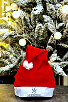 Топ! Флісова шапка Діда Мороза Червона, Новорічний ковпак Санта Клауса