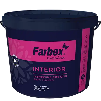 Фарба інтер'єрна високоякісна ВДА "Interior" Farbex база B 3.6 кг, фото 1