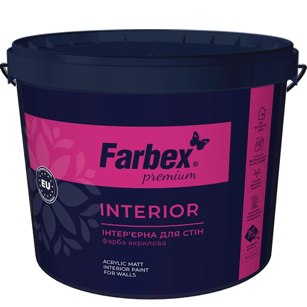 Фарба інтер'єрна високоякісна ВДА "Interior" Farbex білий (база А) 20 кг
