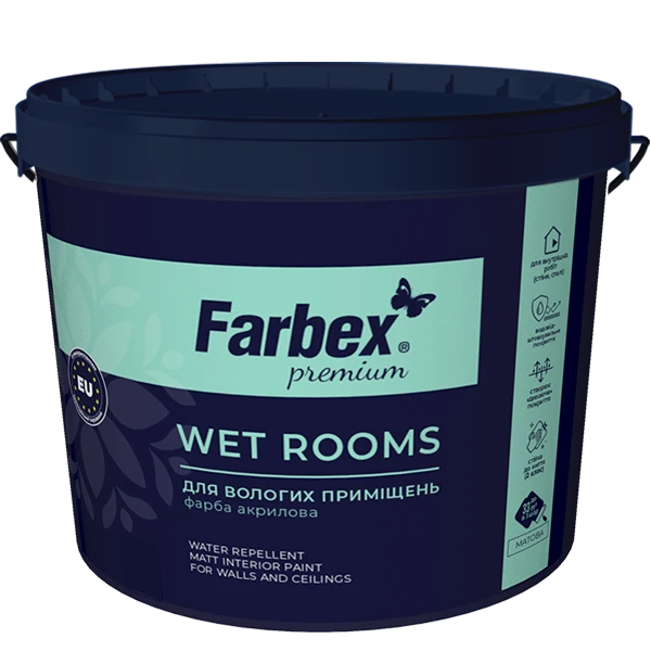 Фарба для вологих приміщень ВДА "Wet Rooms" Farbex білий (база А) 1.4 кг