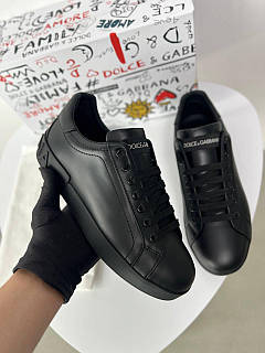 Чоловічі кросівки Dolce&Gabbana шкіряні чорні люкс преміум