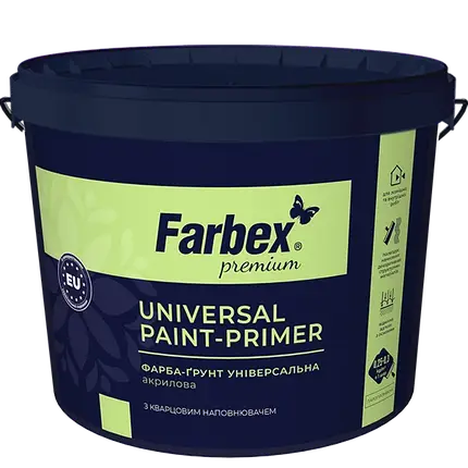 Фарба-ґрунт універсальна Farbex білий (база А) 7 кг, фото 1