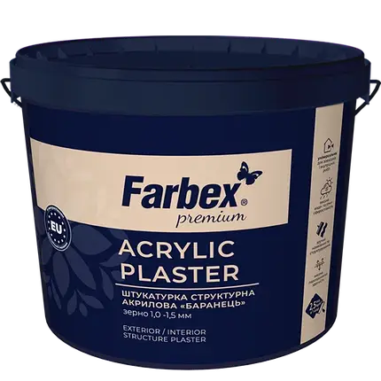 Штукатурка структурна акрилова "Баранець" Farbex білий (база А) 18 кг, фото 1