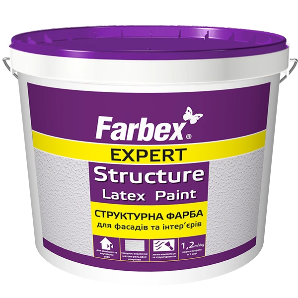 Структурна фарба для фасадів та інтер'єрів Farbex білий (база А) 7 кг