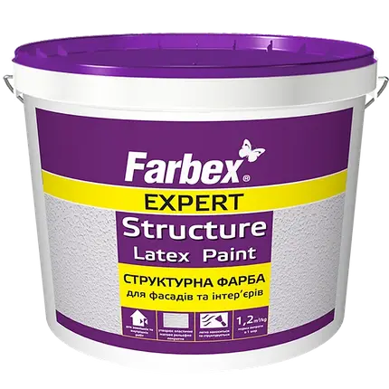 Структурна фарба для фасадів та інтер'єрів Farbex білий (база А) 7 кг, фото 1