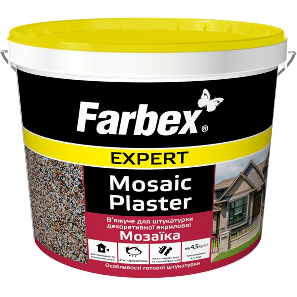 Штукатурка декоративна акрилова «Мозаїка» Farbex безкольоровий 4.7 кг
