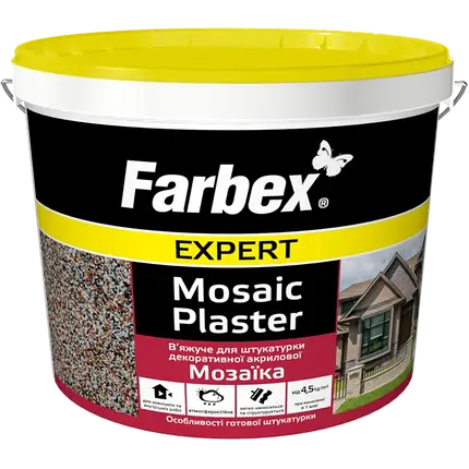 Штукатурка декоративна акрилова «Мозаїка» Farbex безкольоровий 4.7 кг, фото 1