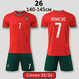 Футбольна форма Роналду Португалія 25/26 дитяча та підліткова 26 (140-145см) домашня червоно-зелена