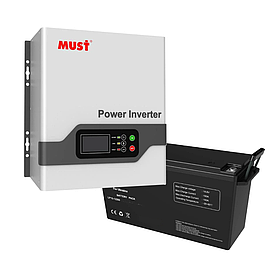 Комплект резервного живлення MUST ДБЖ + літієва (LiFePO4) батарея (UPS EP201000 + АКБ LiFePO4 1280W)