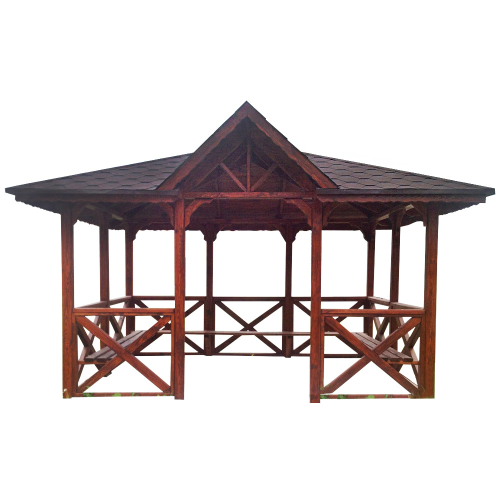 Садова дерев'яна альтанка з бруса для дачі (на 14-16 осіб) "Гекса"