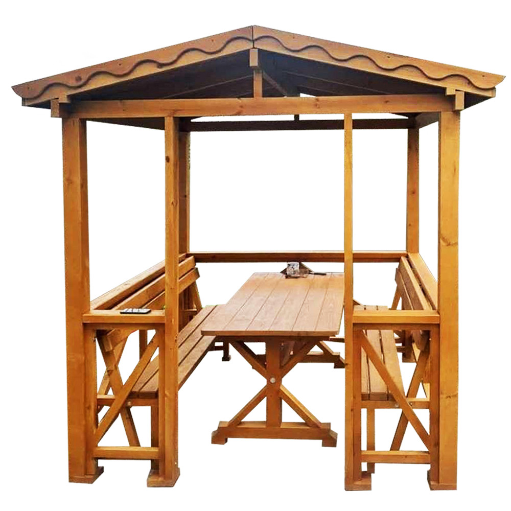 Садова дерев'яна альтанка з бруса для дачі, 2х2 м, розбірна (на 6-8 осіб) "Париж"