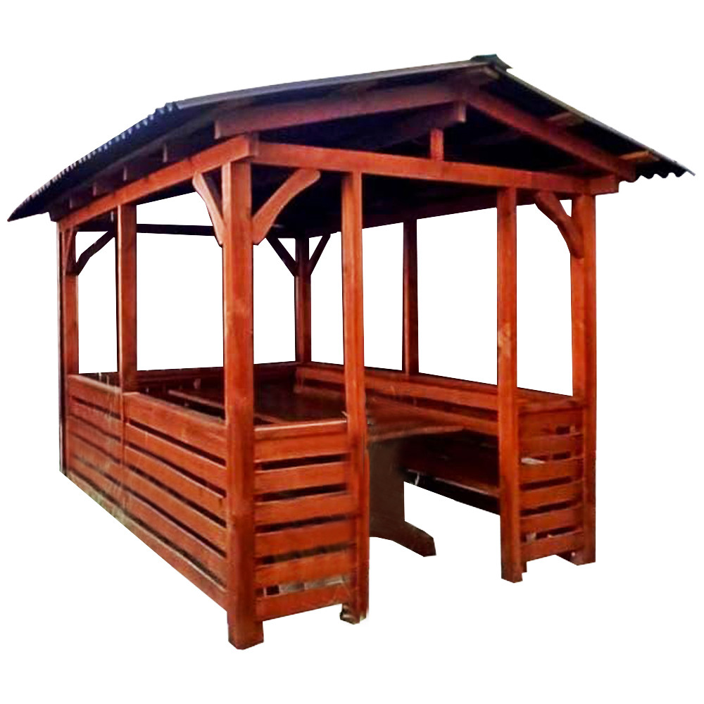 Відкрита літня альтанка з дерева на ділянці, розбірні 2х3 м, (на 10-12 осіб) "Пегас"