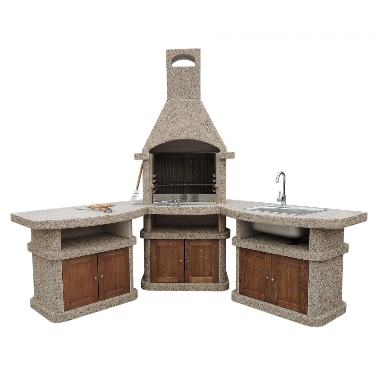 Барбекю мармур | Садові каміни барбекю | Піч-мангал  "Сицилія" з фасадом у комплекті