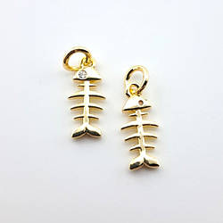 Підвіска fish skeleton 14К позолота 6х16 мм 1 шт. Золото