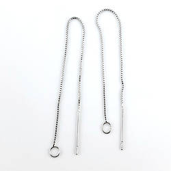 Сережки-ланцюжки мідні позолота 8,5 см 1 пара Біле золото