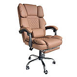 Офісне крісло MASTER PRESTIGE KO42CAP —  підніжка, коричнева екошкіра, обертове, регульоване, до 150 кг, фото 4