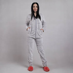 Жіноча махрова піжама на блискавці "Шиншила" 48-52