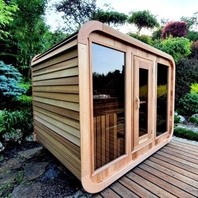 Дерев'яна модульна Лазня "Філадельфія" 258*213*213 см. з панорамними вікнами