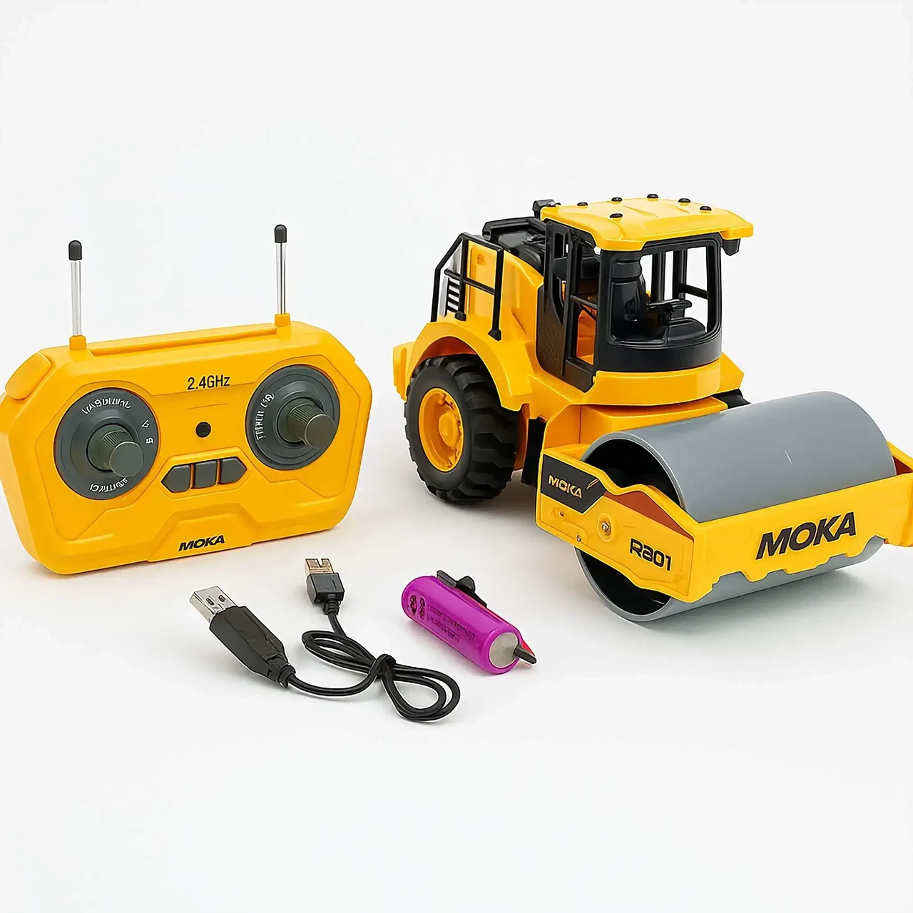 Іграшка спецтехніка на радіокеруванні 2136 — дорожній каток із гумовими колесами, акумулятор 3.7V, фото 1