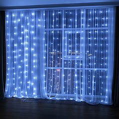 Світлодіодна гірлянда-штора «Краплі роси» 3×3 м, холодне біле світло