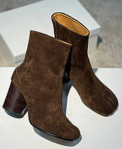 Жіночі чорні шкіряні ботильйони Maison Margiela черевики зі шкіри Tabi Мейсон Марджела