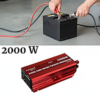 Інвертор чистий синус перетворювач напруги 12 220 Вольт Carspa 2000W Автоінвертор для заряджання електроніки