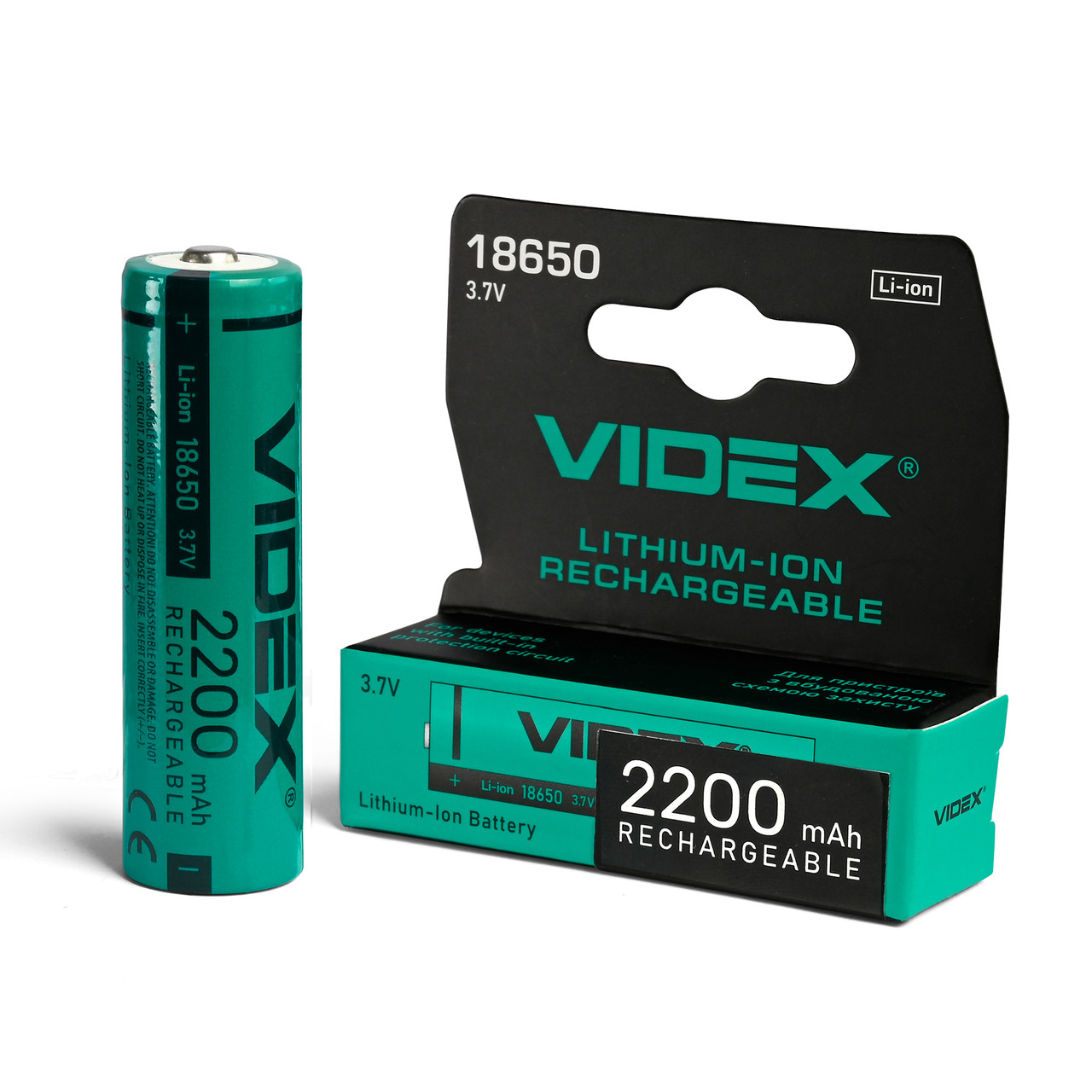 Акумулятор Videx літій-іонний 18650 (без захисту) 2200mAh color box/1шт, фото 1