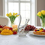 Набір десертних виделок Swan Silver Sakura 6 шт з підставкою, фото 3