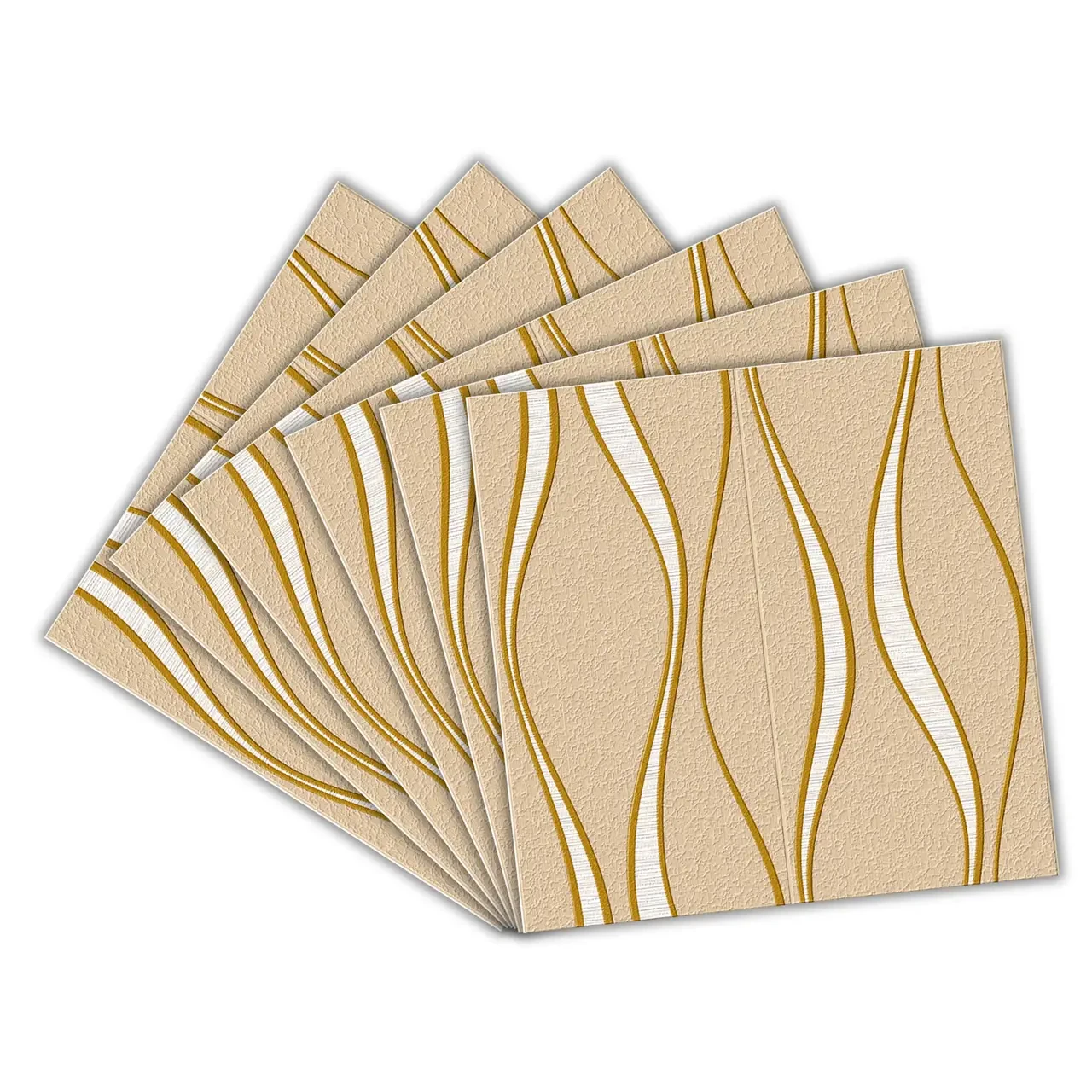 Самоклеюча декоративна 3D панель золоті хвилі 700x700x3мм, (194) BV-0000765