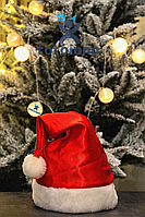 Топ!! Атласна шапка Діда Мороза, з хутром, якісна