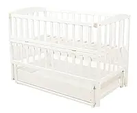 Ліжечко дитяче Goydalka VALERI з відкидною боковиною/підшипниками/ящиком 600х1200 мм Білий (1В220-7-1,2,3Р)